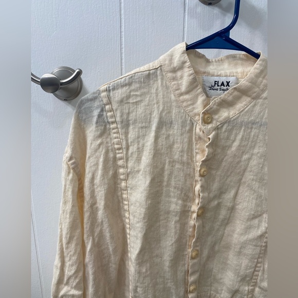 Flax Linen oversized button down tunic cream boho - Picture 2 of 9